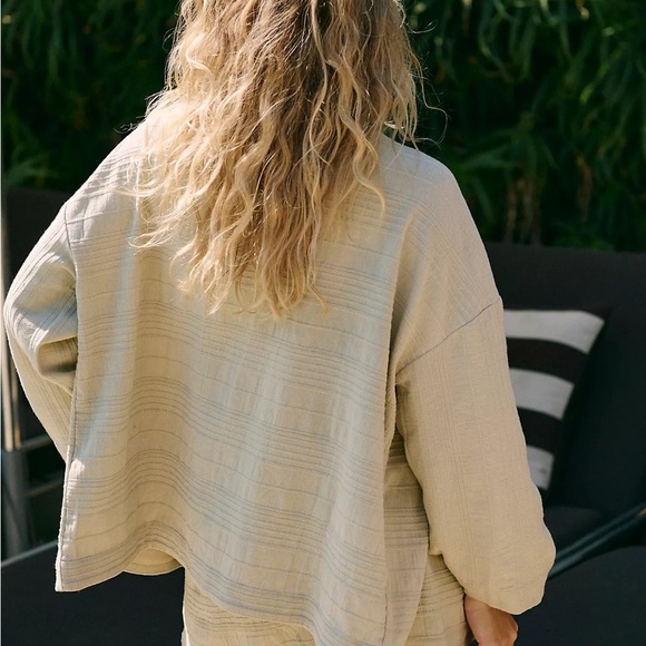 FREE PEOPLE Pippa Short Set 100% cotton Boxy Top & Shorts wrap closure Large Nwt - Picture 8 of 16